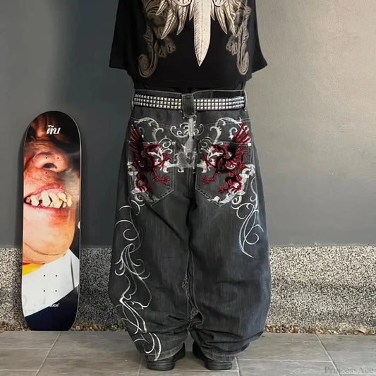 Harajuku Mysterious Baggy Denim Pant black2 / S