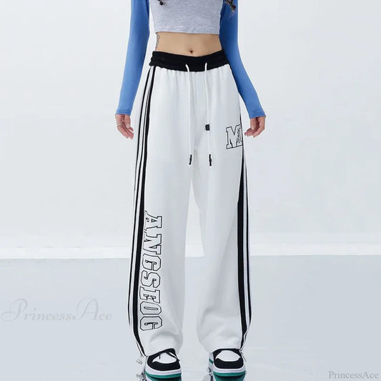 Harajuku Striped Jogging Pants WHITE / M