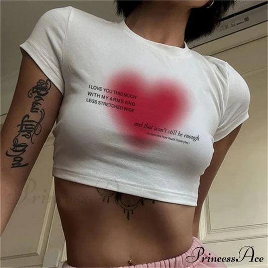 Heart Print Stylish White Tee