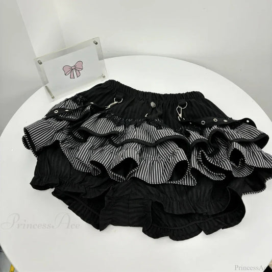 High Waist Cake Lace Vintage Skirt black / S