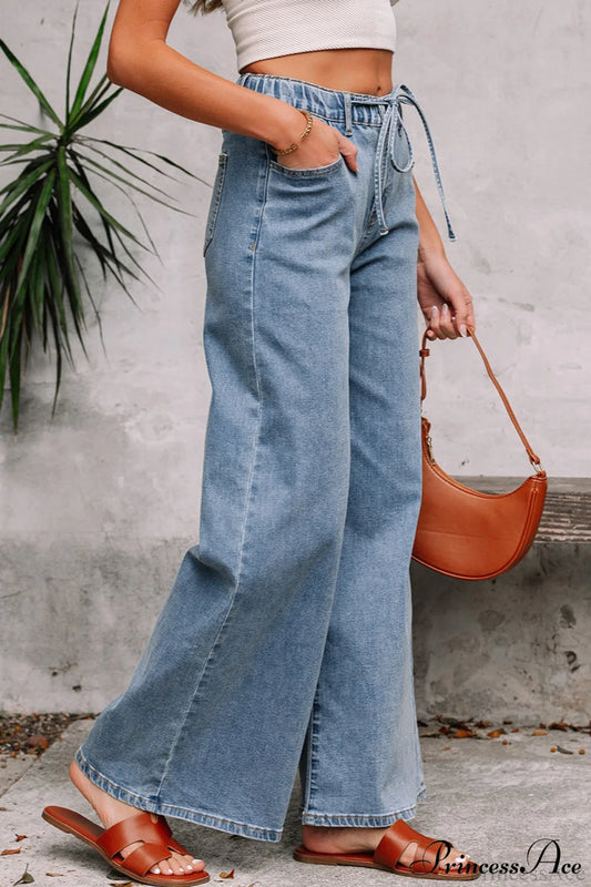 High Waist Solid Pocketed Flared Jeans