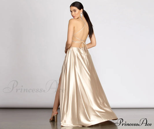 Kaia Satin Stylish A-Line Dress S.o. Long Dresses