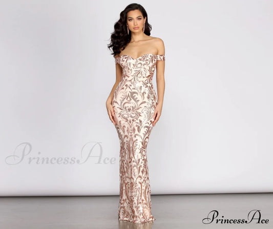 Karleen Sequin Off Shoulder Dress - Lady Occasions