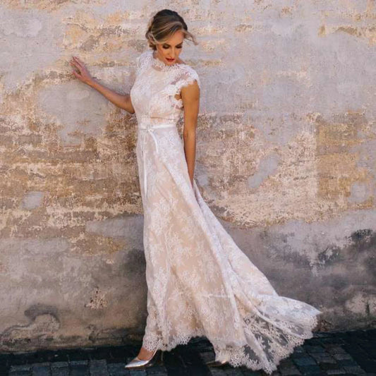 Lace Mermaid Long Train Wedding Dress weddingdress-250223