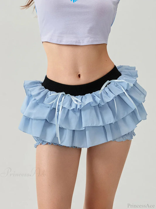 Lace Tiered Bow Skort Short short-250223