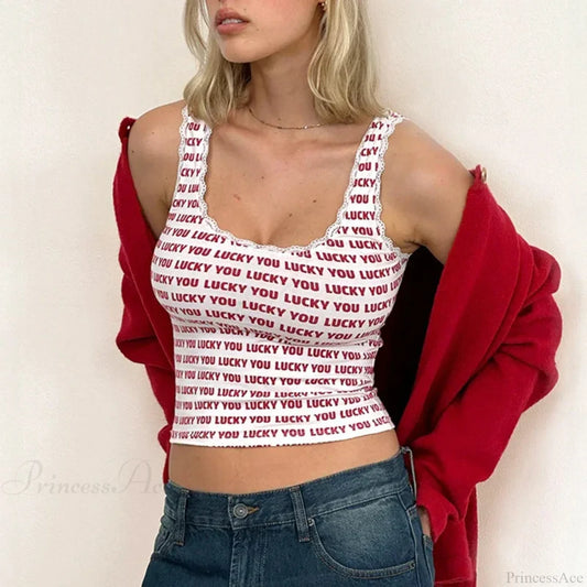 Lace Trim Slim Fit Y2K Summer Floral Sleeveless Casual Basic Crop Top Black / S croptop-250126