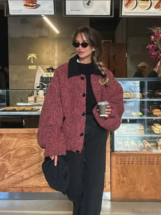 Lantern Sleeve Wool Blends Coat Figure Color / S