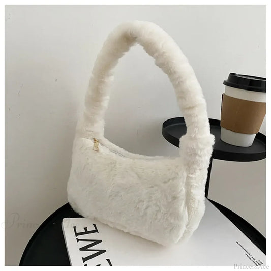 Large Capacity PU Leather Shoulder Bag White shoulder-250126
