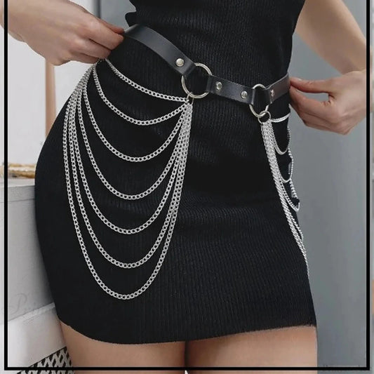 Large Gothic Leather Harness Belt