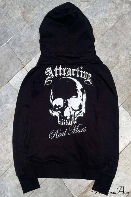 Leopard Print Streetwear Slim Asym Zip Hoodie