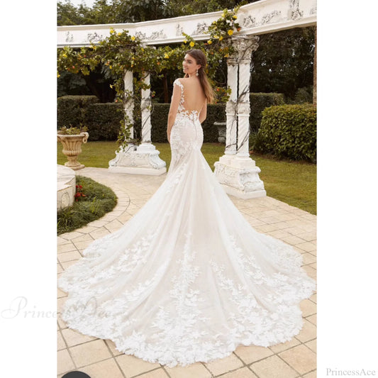 Long Train Lace Bridal Wedding Dress weddingdress-250223