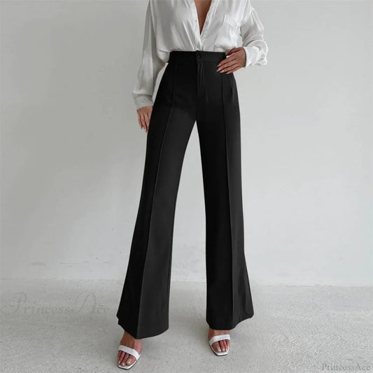 Loose Split Straight Casual Pants Black / S