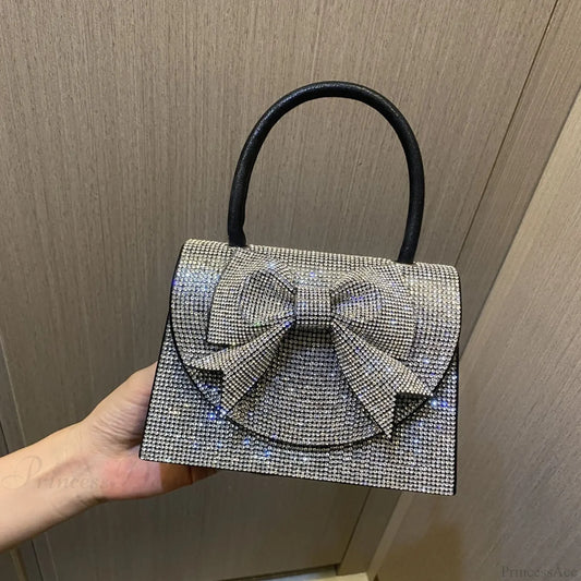 Luxury Bowknot Diamonds Metal Small Clutch Party Bag Black / about 18.5x13x6cm clutchbag-250126