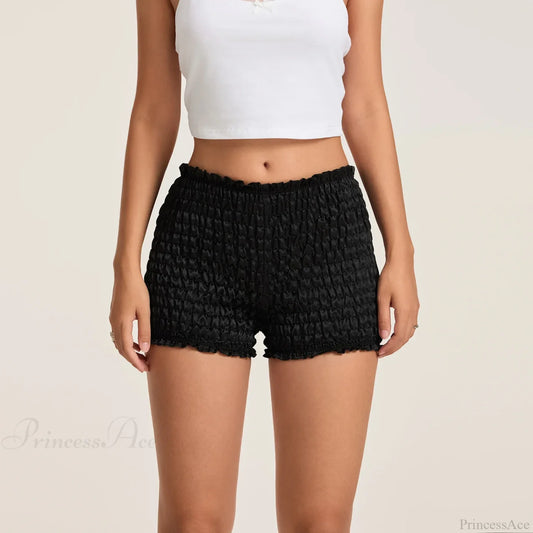 Mid Rise Ruched Elastic Waist Short short-250223