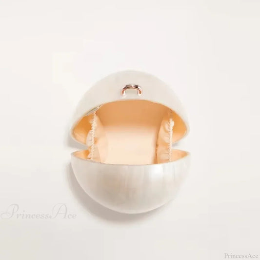 Mini Acrylic Egg Bag Beaded Strap Evening Clutch Bag Beige / mini clutchbag-250126