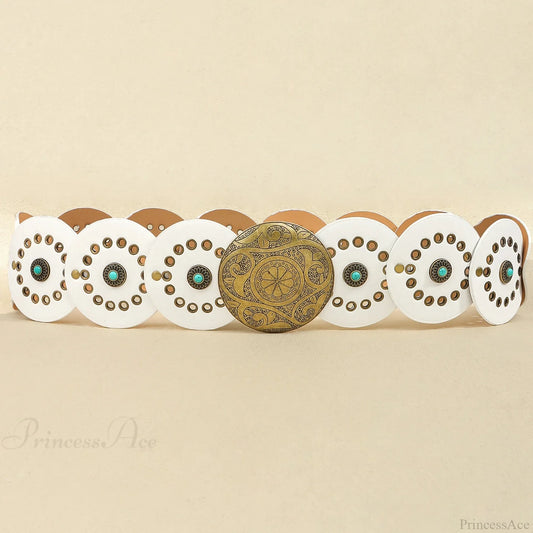 New Gothic Vintage Western Boho Belt white