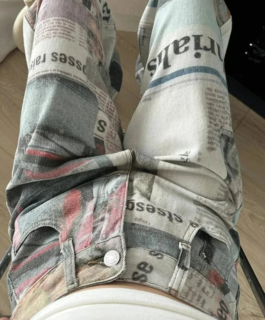 Newspaper Gothic Grunge Baggy Trouser