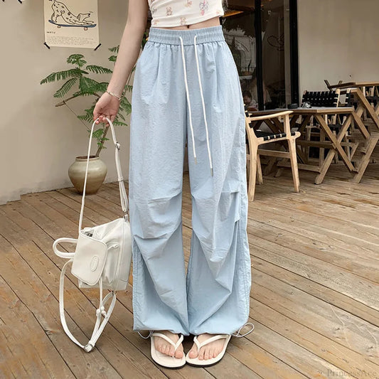 Parachute High Waist Drawstring Wide Leg Pant pant-250223