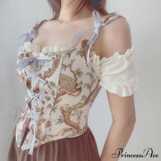 Party Club Designer Camis High Corset Halter Shirts Design Sexy Vintage Flowered Street Bandage