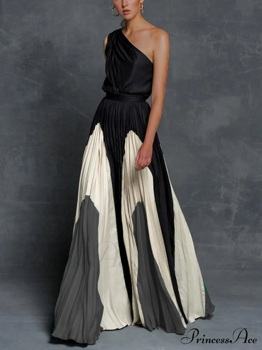 Patchwork Black Club Party High Night One Women’s Gown Off - Street Shoulder Dress