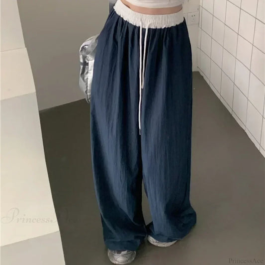 Patchwork Wide Leg Casual Drape Straight Pant pant-250223