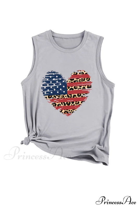 Peach Heart Flag Sleeveless T-Shirt Light Gray / S Tees