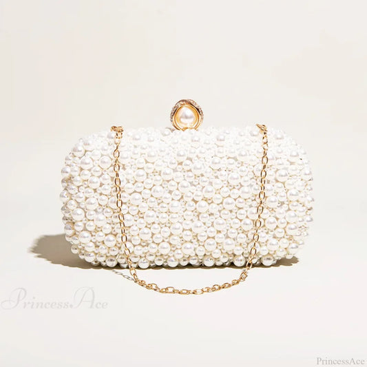 Pearl Crystal Beaded Evening Wristlet Beige wristlet-250126