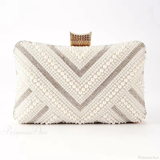 Pearl Diamond Wedding Evening Clutch Wristlet White Diamond wristlet-250126