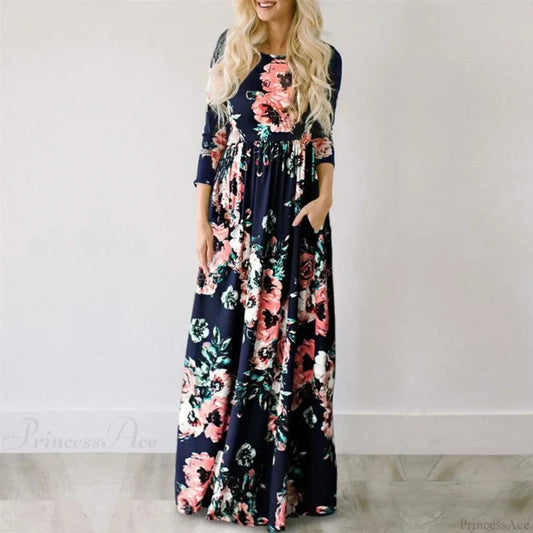 Pink Boho Floral Maxi Floral Dress oldfloraldress-250126