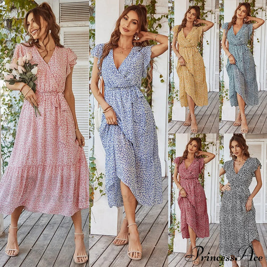 Pink Boho Resort Trendy Ladies Maxi Dress