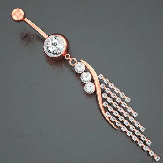 Pink Gold Curved Gothic Belly Ring