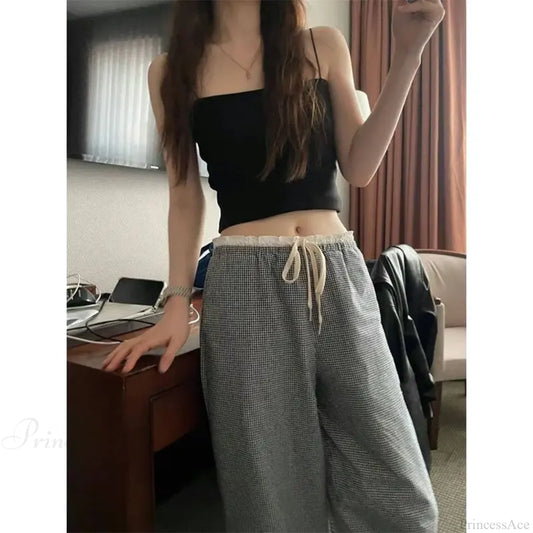 Plaid High Waist Baggy Pants