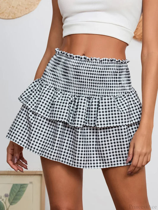 Plaid Vintage Sweet Waist Skirt skirts-250223