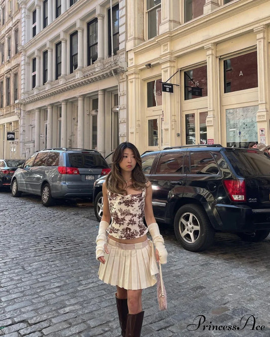 Pleated Micro Stylish Mini Skirt Cream 8 Days / 2 Xs White