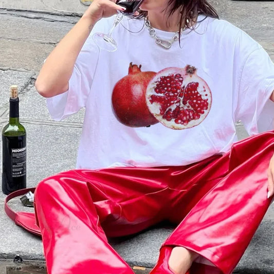 Pomegranate 90s Retro Fruit T-shirt WHITE / S t-shirt-250223