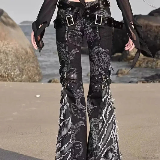 Printed Medieval Dragon Flared Pant