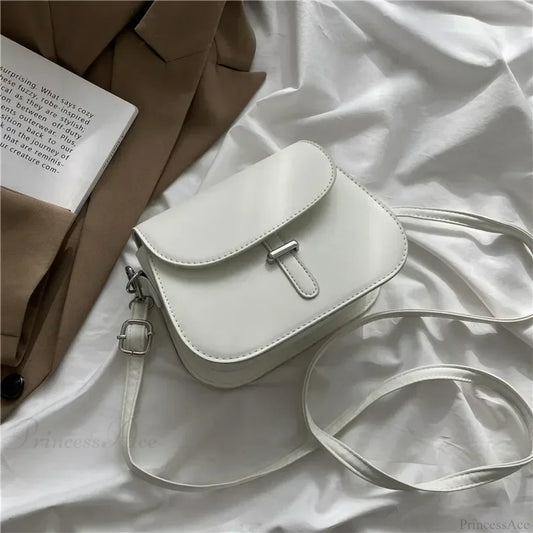 PU Leather Saddle Crossbody Shoulder Bag White shoulder-250126
