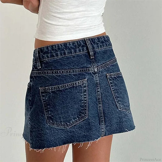 Raw Edge Gradient Denim Skirt skirts-250223