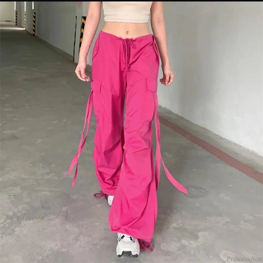 Red Cargo Casual High Waist Hip Hop Pant pant-250223
