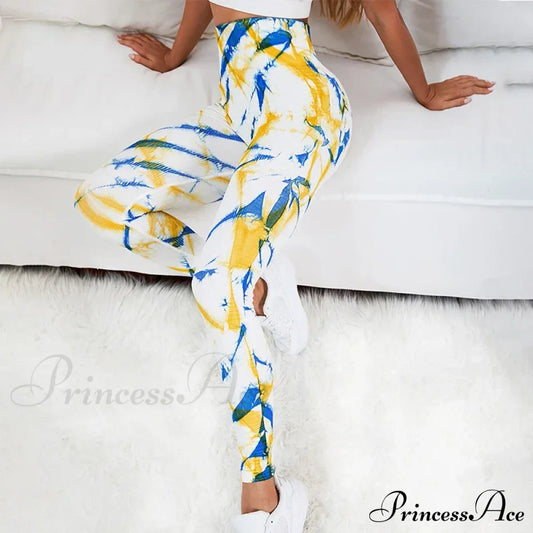 Seamless Tie Yoga Tight Fitness Running Gym Legging White / S