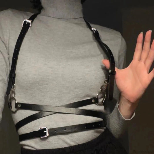 Seductive Gothic Leather Corset Strap black