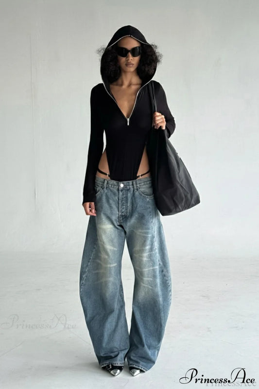 Sexy Long Sleeve Zip-Up Slim Fit Hoodie