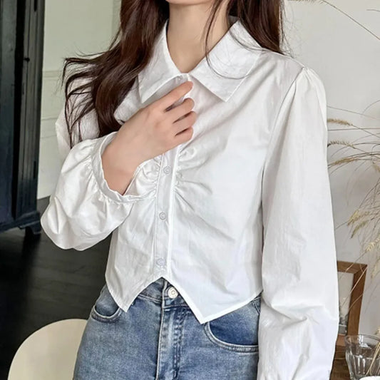 Sexy V-neck Short Sleeve French Style Blouse WHITE / One Size blouse-250126