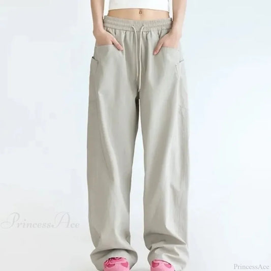Solid Color Cargo Women Y2K Pants white / S
