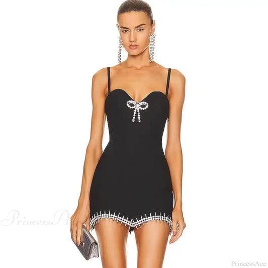 Solid Color Mini Backless Party Dress Black / Xs Partydress-241208