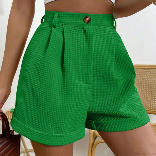 Solid High-Waist Office Lounge Short short-250223