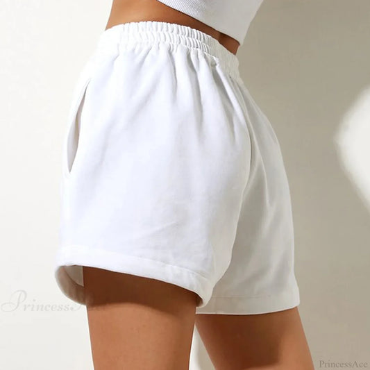 Solid High Waist Sweatpants Short short-250223