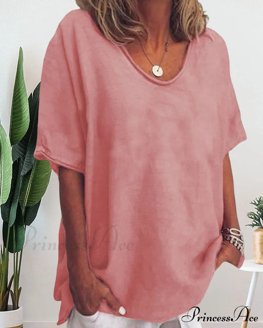 Solid Loose T-Shirt In Neck Round Color T-Shirts