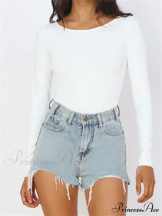 Solid O-Neck Slim Fit Casual Backless Tie-Up T-Shirts