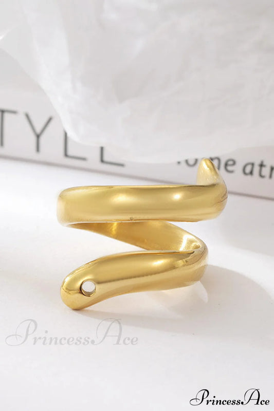 Stainless Steel Exaggerated Serpentine Cast Ring Gold / 6